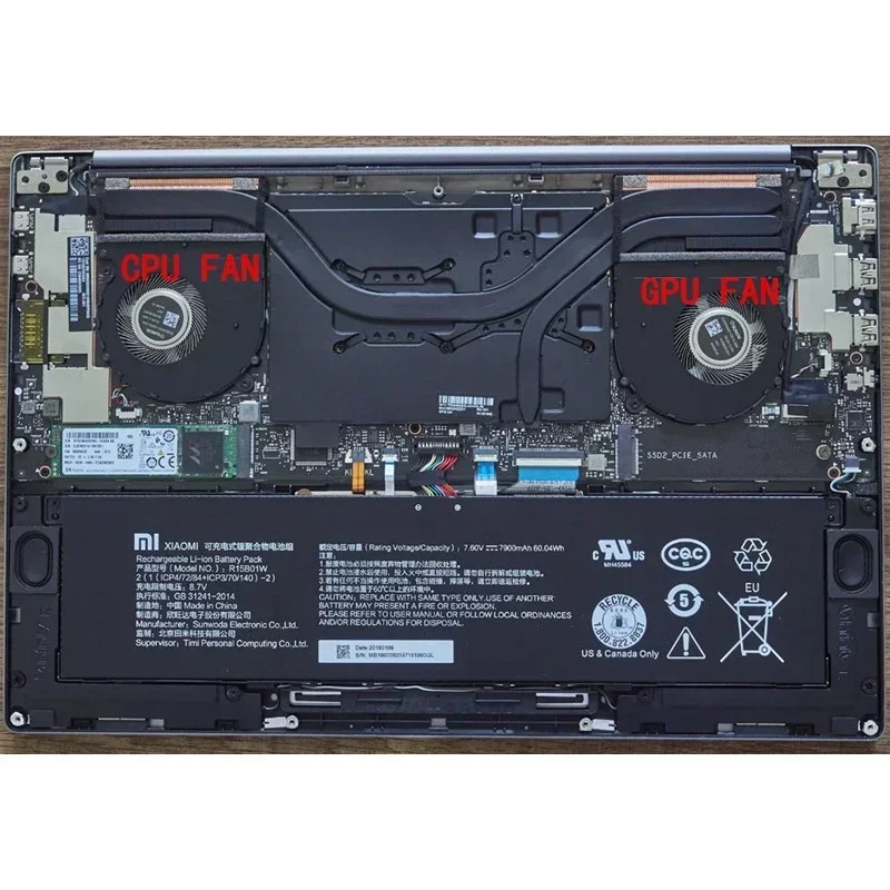 Новый оригинальный вентилятор охлаждения процессора ноутбука для Xiaomi Mi Notebook 15 6