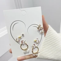 8pcs a set gold korean fashion zircon cute clip earrings female buckle earcuff no piercings fake cartilage ear for women jewelry