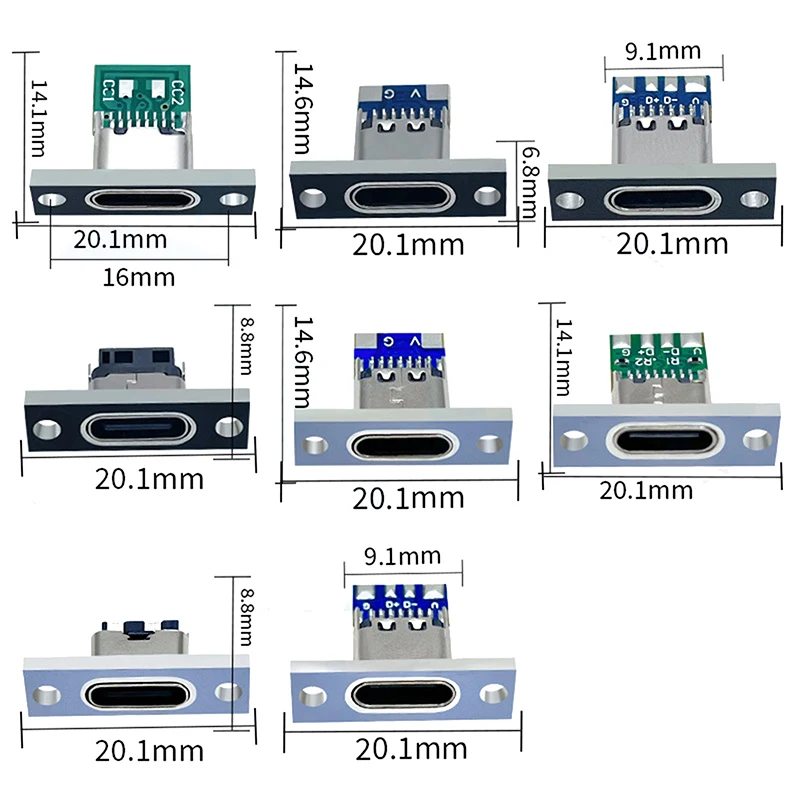 USB 3.1 гнездо типа C с винтовой фиксирующей пластиной Тип Jack 2Pin 4Pin 5Pin 6Pin гнездовой