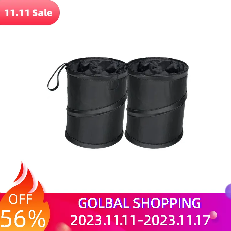 

2pcs Seat Hanging Mini Collapsible Travel SUV Waterproof Garbage Bin Portable Tidy Car Trash Can Black Removable Storage Tool