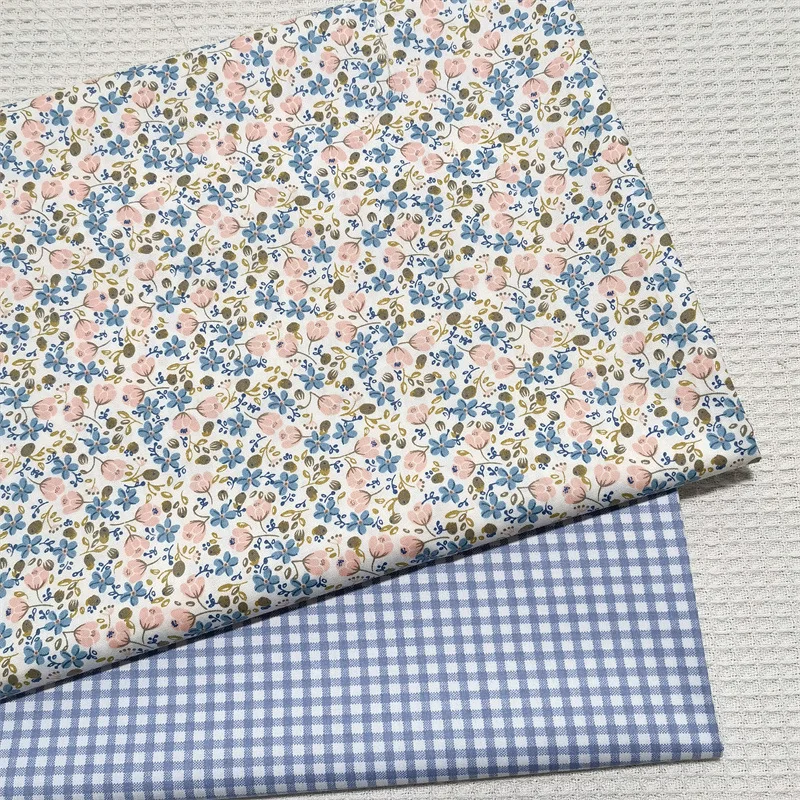 

160x50cm Blue Pastoral Small Flower Cotton Twill Printed Fabric Bedding Handmade Home Wear Pajamas Bag Doll Clothes Fabric