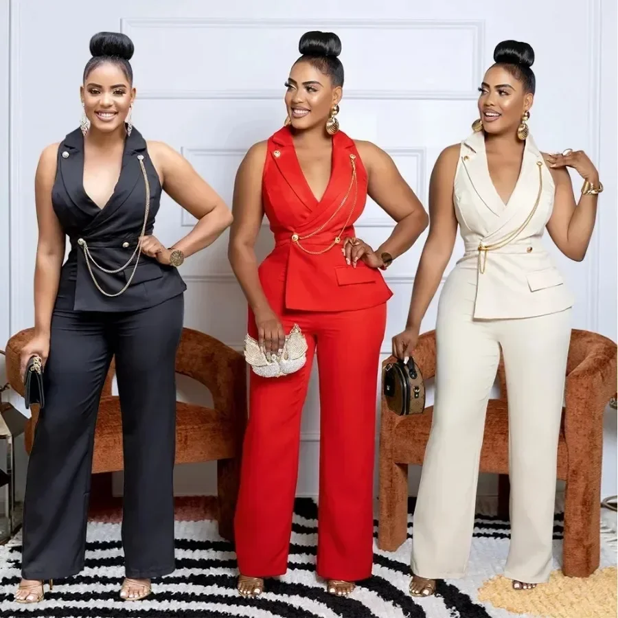 Весна-лето 2024 Дашики элегантные африканские модные женские черные комбинезоны