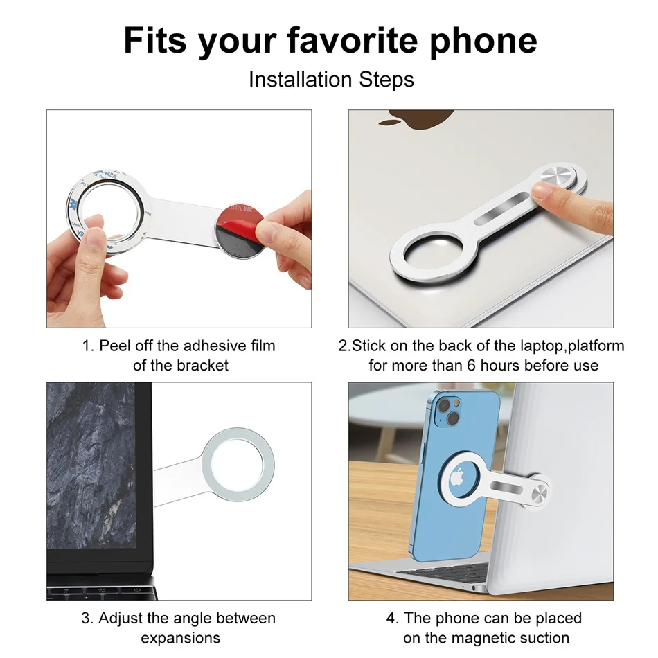 lovebay laptop cell phone mount for iphone 13 12 collapsible metal paste base office monitor magnetic holder adapt to cellphone free global shipping