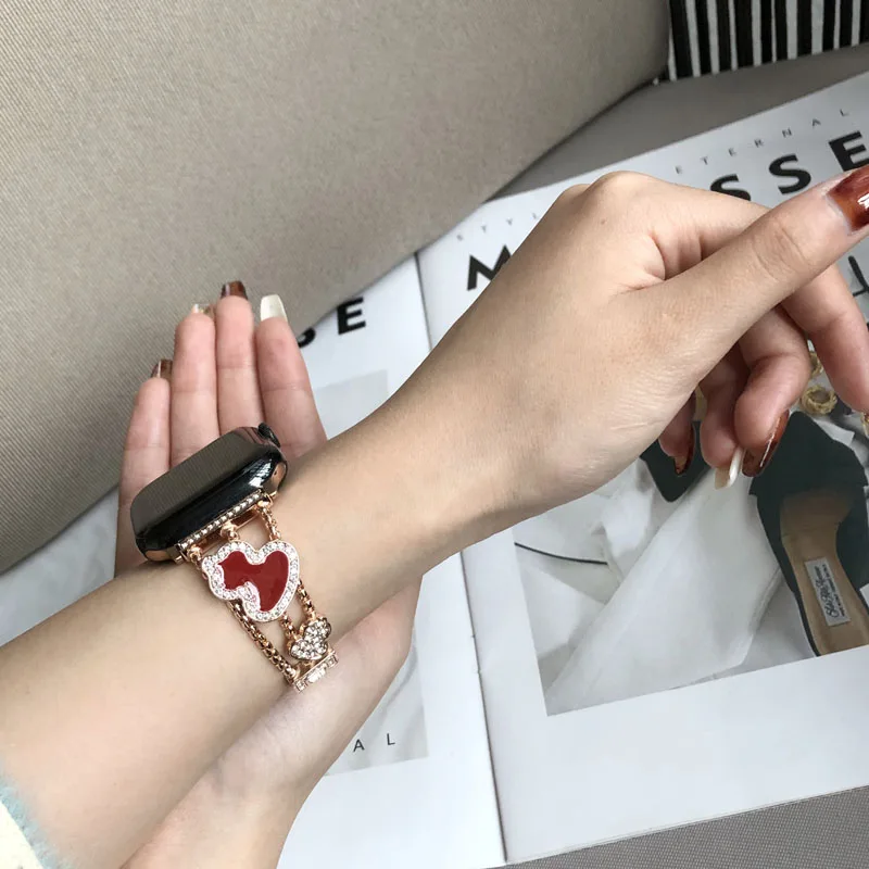 Luxury Diamond Bracelet For Apple Watch Band Se Ultra 49mm 38mm 42 44mm 40mm 41 45 Women Strap For iWatch Series 8 7 6 5 4 3 se