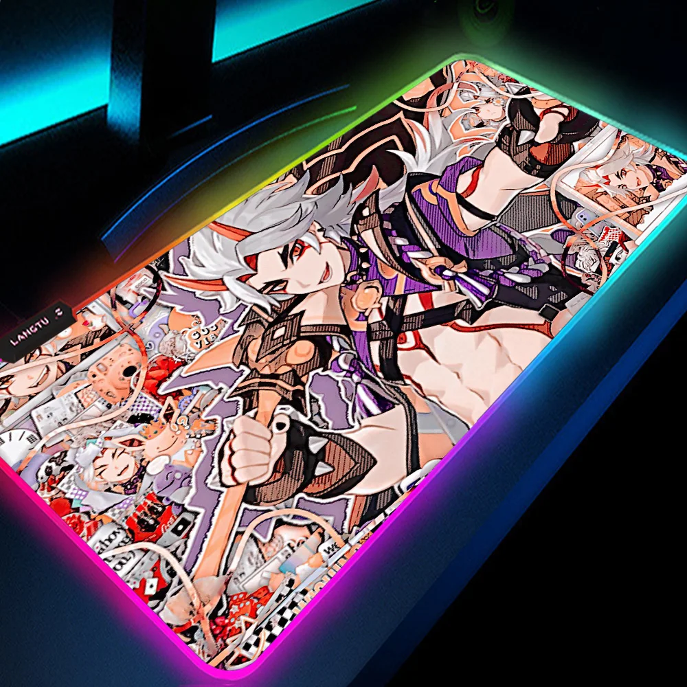 

Play Mats LED Mouse Pads Genshin Impact Atmosphere Lamp Internet Cafe Luminous Pad Mouse Table Rug Anime Mat RGB Mouse Carpet