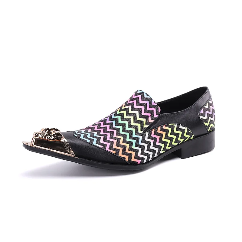 

Formal Color Striped Men's Shoes British Youth Men's Leather Shoes Pointed Toe Business Casual Fashion Trendy Shoes