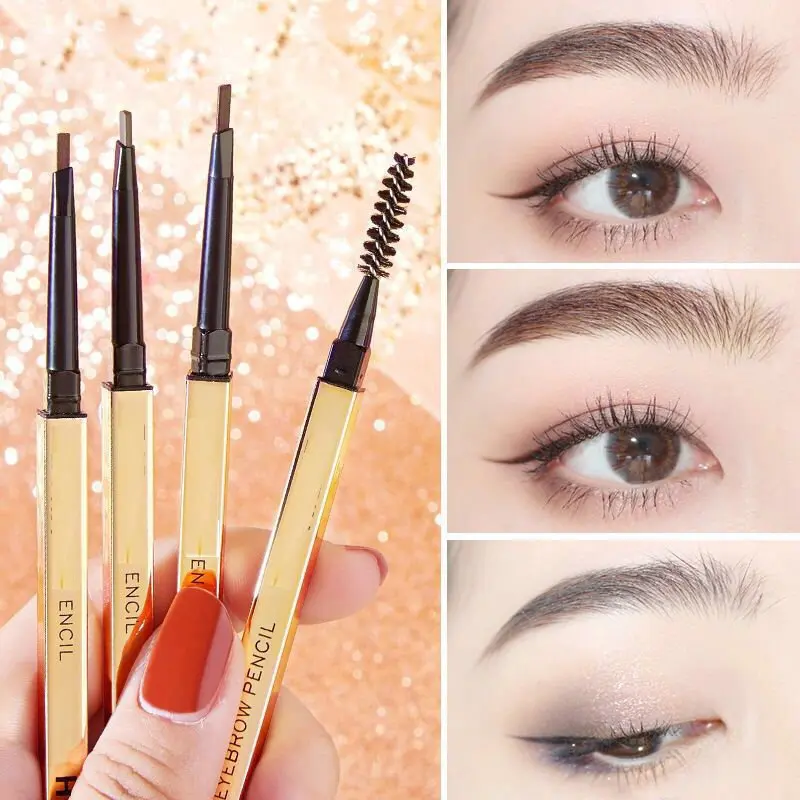 

5 Colors Double Head Ultra-fine Eyebrow Pencil Waterproof Eyebrow Enhancers 2 In 1 Small Thin Long Tip With Eyebrow Brush
