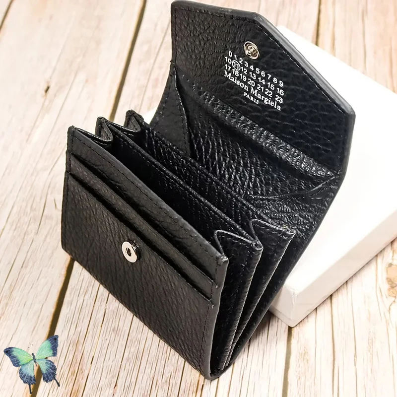 

Fashion Street Mm6 Margiela Wallet Unisex Folding Envelope Lid with Real Cowhide Zero Wallet Card Bag