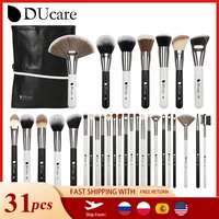 ducare blackwhiteprofessional makeup brushes with bag natural goat hair foundation powder concealer contour eyes blending 31pcs