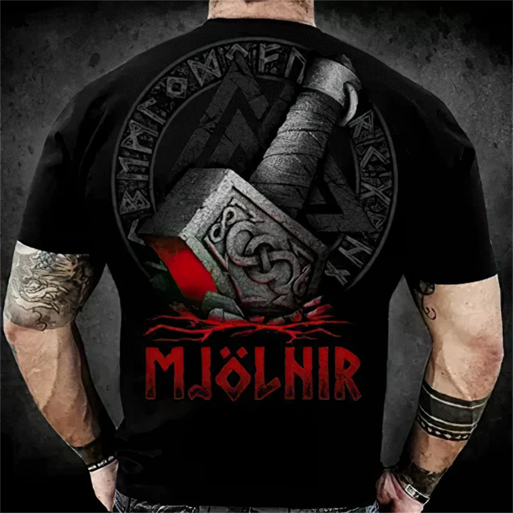 

Men T Shirt Vintage Tops Short Sleeve 3d Viking Print T-shirts for Male Tee Street Summer Black T Shirt Oversized Shirt Clothing