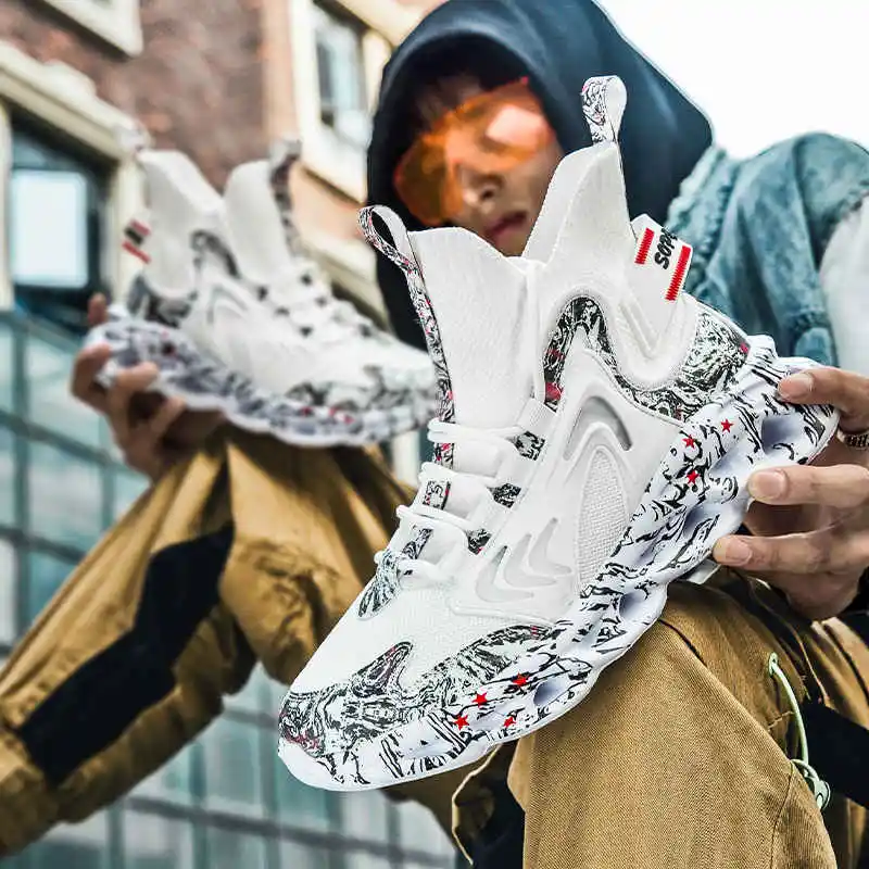 

Anime Luxury Brand Sneakers Runners Sport Shoes Without Lacing Running Man No-Leather Casual Men's White Sports Shoes Tennis