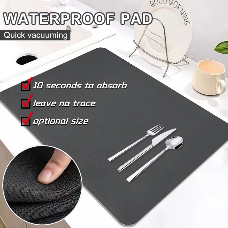 

Super Absorbent Anti-slip Coffee Dish Drain Pad Rubber Dish Drying Mat Quick Dry Bathroom Drain Pad For Kitchen Faucet Placemat