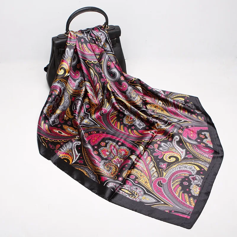 Женский атласный шарф из искусственного шёлка 90x90 см