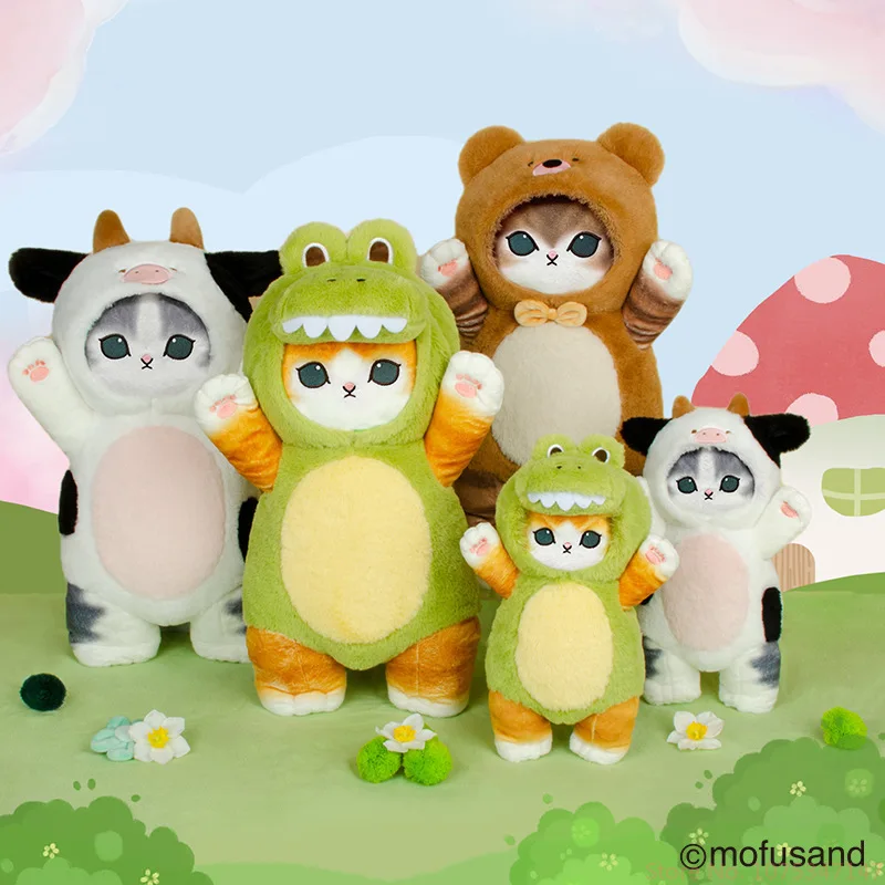 Оригинальный Mofusand Kawaii Cos Cat Animal Plushies 50 см Косплей Животные Динозавр Корова Медведь