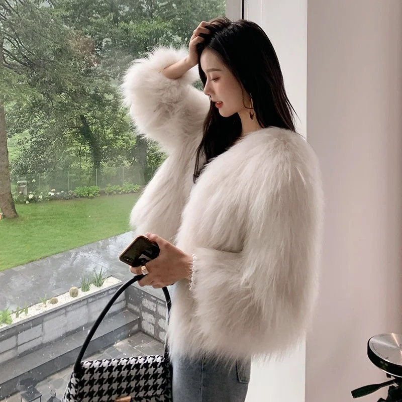 Korean Version Loose Simple Casual Wild Fashion Trend Autumn and Winter New Fur Coat Plus Velvet Thick Thick Warm Coat