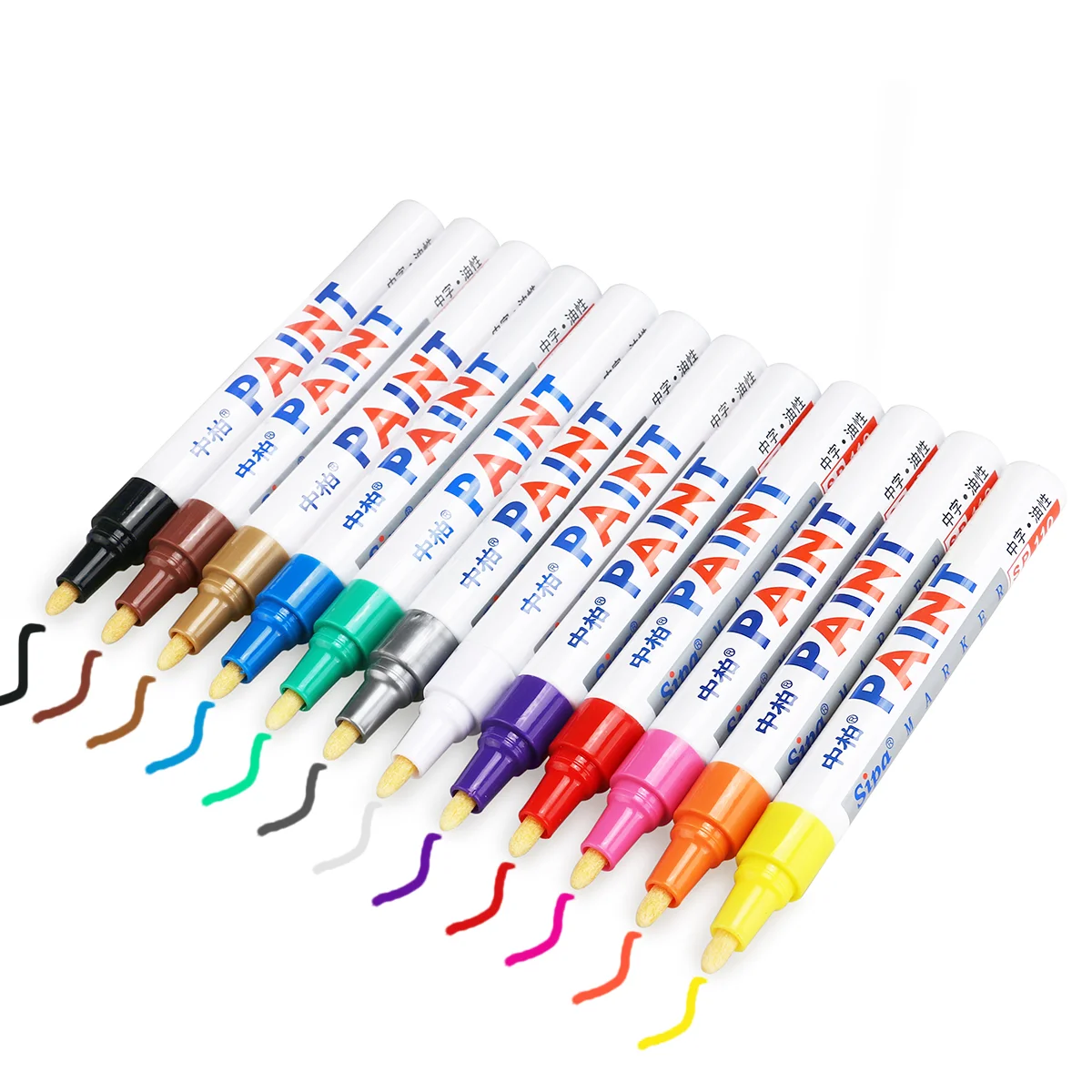 

12 Colors Oil Marker DIY Chic Waterproof Painting Pen Oil Based Art Marking Pen Doodle Pen for Drawing Writting