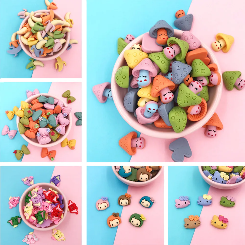 

10Pcs/lot Cartoon Flat back Resin Cabochon Kawaii Cat Girls Cabochons DIY Scrapbooking Hair Bows Accessories Phone Decor Craft