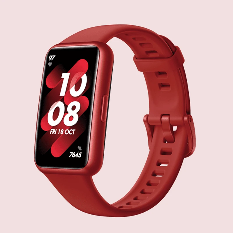 HUAWEI 100% Original Silicone Strap for Huawei Watch Band 7 Watchband Genuine Huawei band 7 Strap Pink / Green /Black/ Red Color