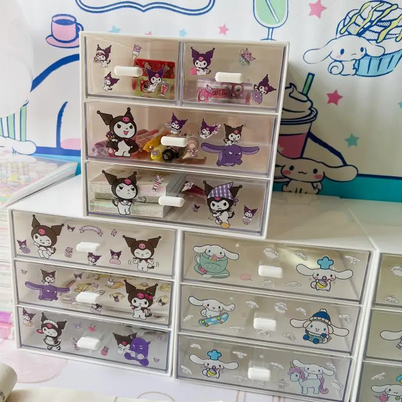 

Sanrioed My Melody Kuromi Kawaii коробка для хранения косметики Ins Girlheart Kawaii Cinnamoroll настольная перегородка косметическая стойка праздничный подарок