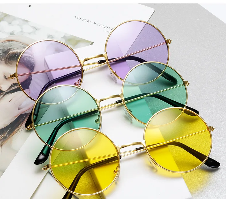 Солнцезащитные очки унисекс металлические Овальные в стиле ретро | Аксессуары