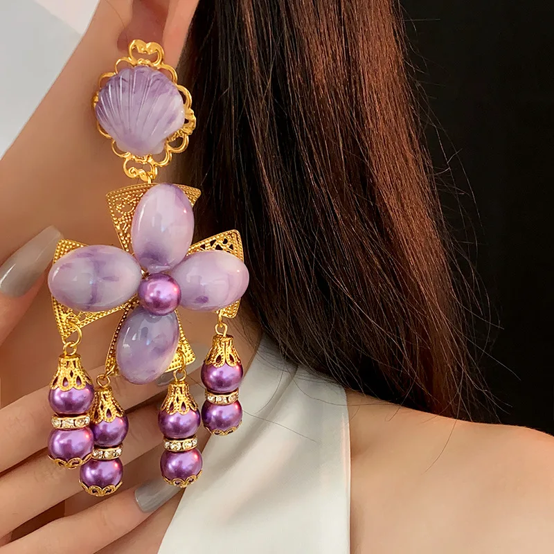 Женские винтажные серьги с перламутровыми жемчужинами