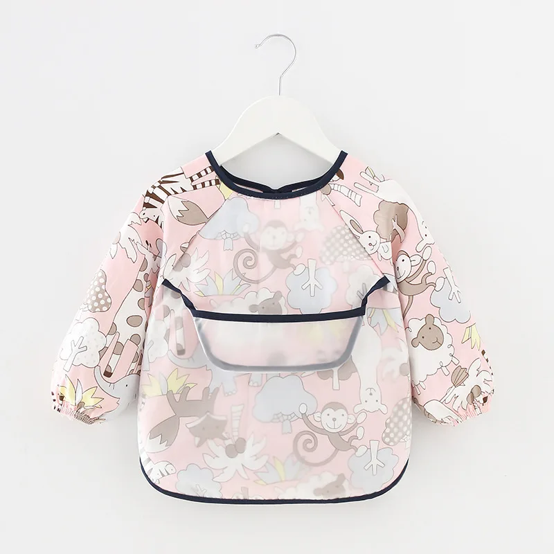 

Baby Bandana Bibs Cute Colorful Cartoon Bibs Waterproof Infant Eating Children Drawing Long Sleeve Apron Baby Self Feeding Bib
