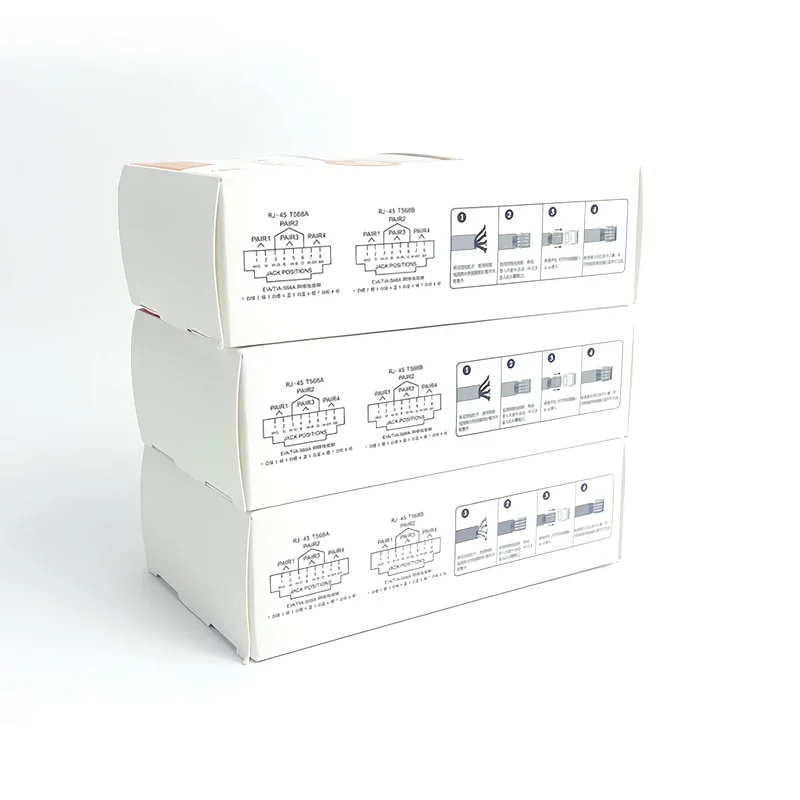 Фото Комплект из 100 разъемов RJ45 Cat5e/Cat6, позолоченные |   Разъем Ethernet для сетевых кабелей мощностью 1000 Мбит/с — совместимость с Cat5e №5