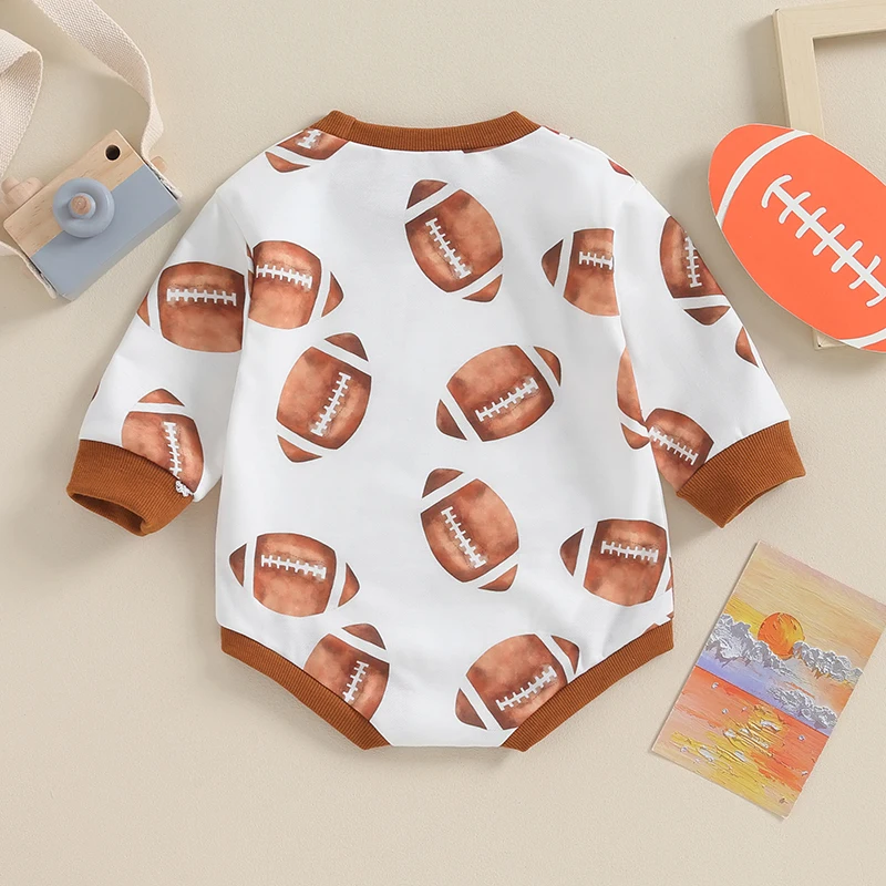 

Newborn Baby Girls Boys Sweatshirts Rompers Outfit Letter Rugby Print Long Sleeve Winter Bodysuits Clothes