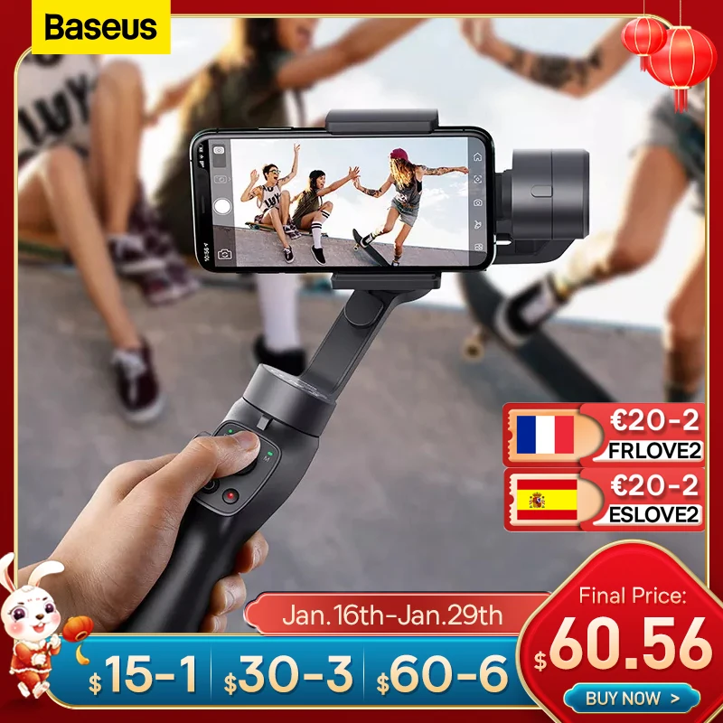 

Baseus Selfie Stick Bluetooth 3-Axis Handheld Gimbal Stabilizer Outdoor Holder Focus Pull&Zoom Smartphone Selfie Stick Tripod