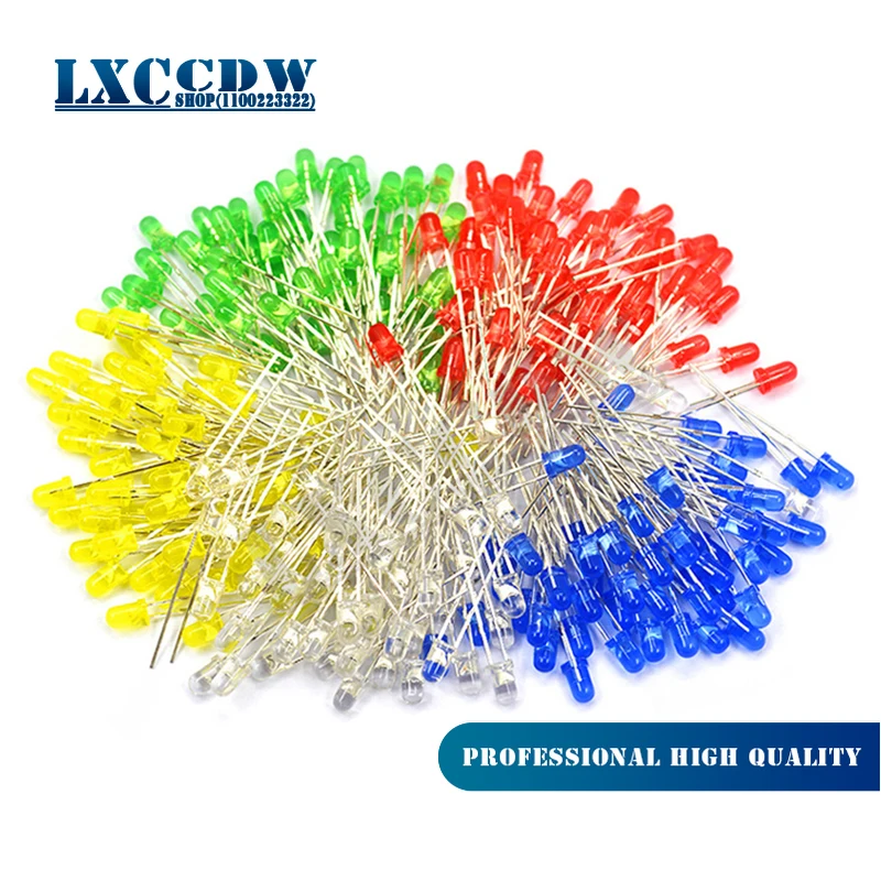 

50PCS 3mm LED Diode 3mm round head fog red/yellow/white/green/blue led kit