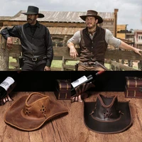 high genuine leather western cowboy hats men sun visor cap women travel performance western hats chapeu cowboy 4 colors