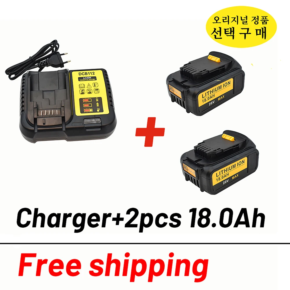 

2022 NEW 20V 18000mAh for Dewalt Power Tool Battery for Dewalt DCB180 DCB181 DCB182 DCB201 DCB201-2 DCB204-2+ 3A Charger