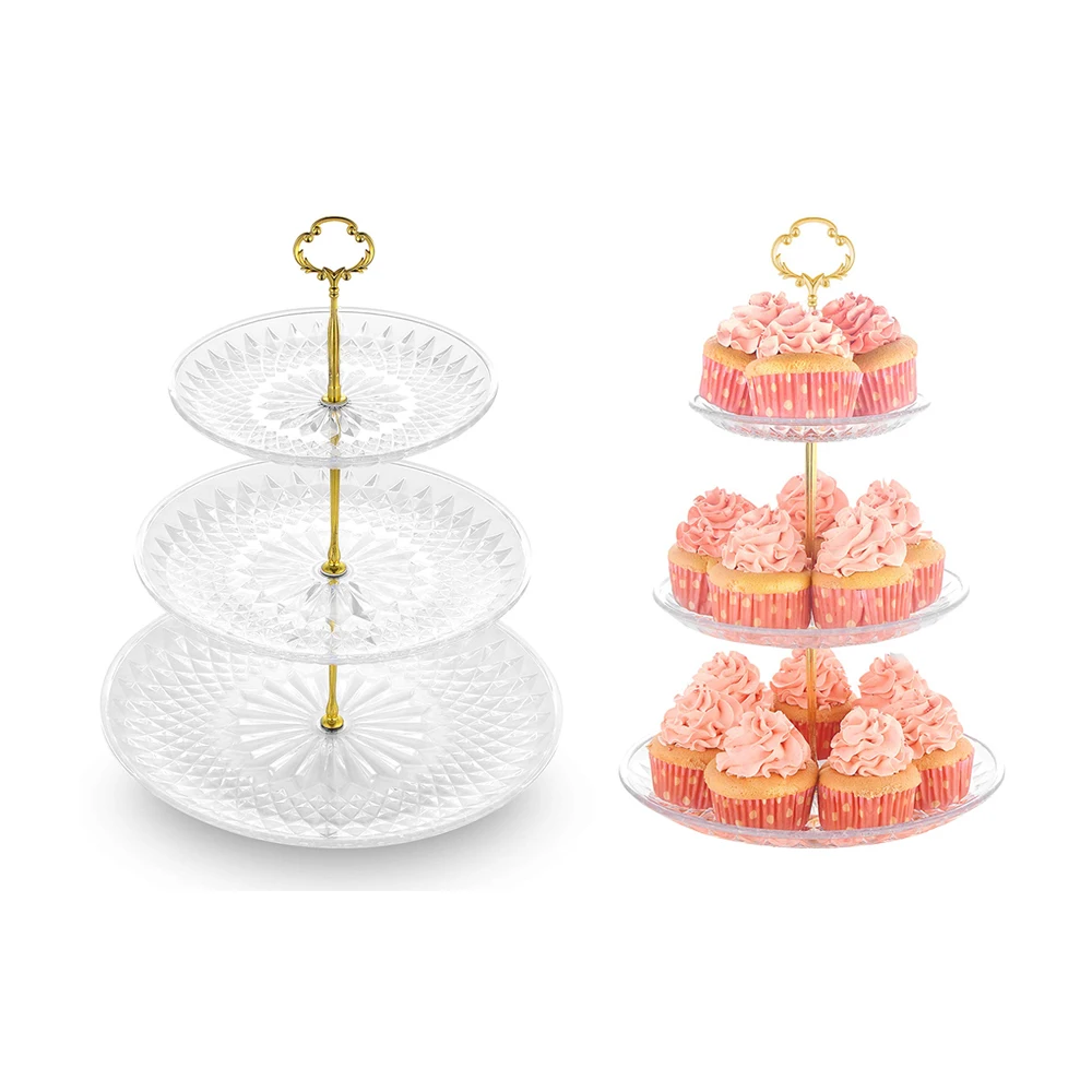 

2/3 Яруса Хрустальная подставка для кексов для свадьбы, дня рождения, тарелка для торта, послеобеденного чая, дисплей для кексов/витрина в нес...