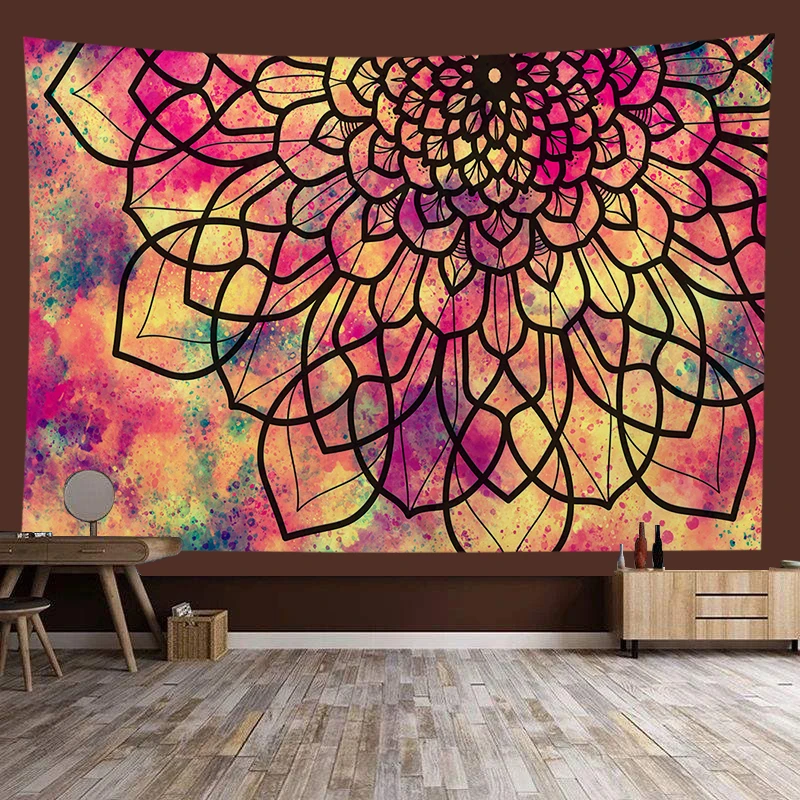 

Цветочный гобелен с мандалой, Богемный Хиппи, подвесная ткань, художественное украшение на стену, фоновая ткань для гостиной, домашний декор