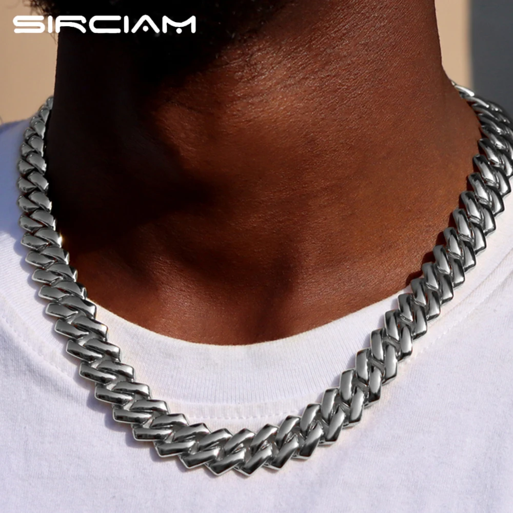 

14MM Rhombus Cuban Link Chain Necklace For Men Women Gold-plated Chunky Chain Rapper Necklace Bracelet Hiphop Jewelry Wholesale