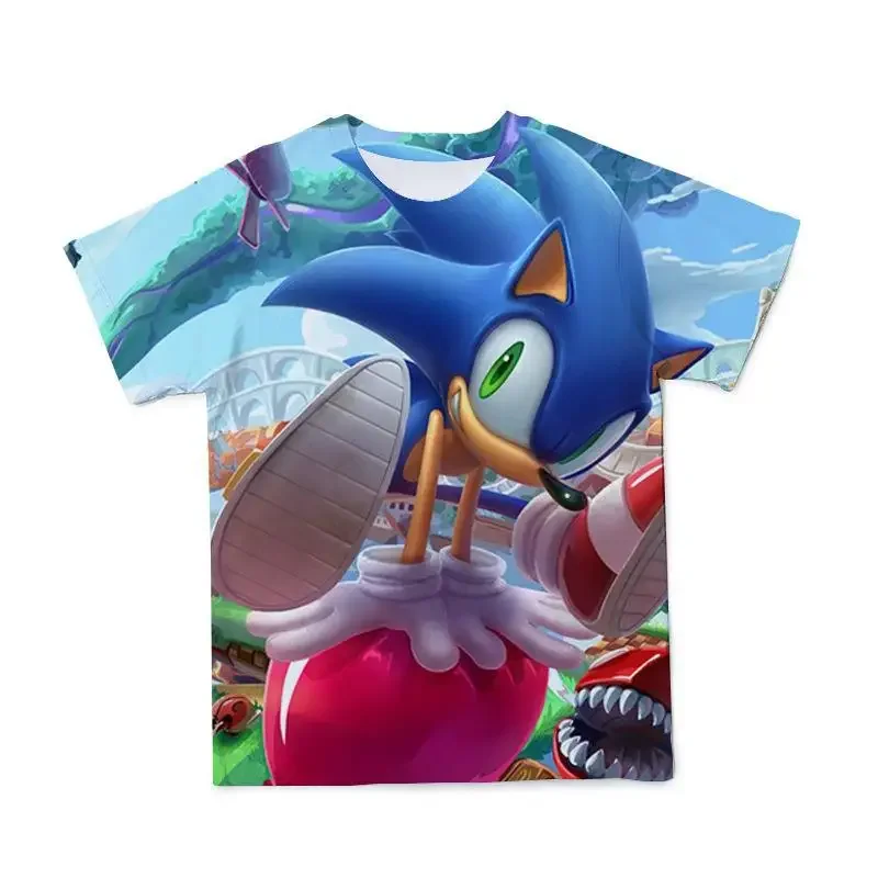 

Spring and Summer European and American New Blue Sonic The Hedgehog 3D Printed T-shirt Casual Fashion Brand