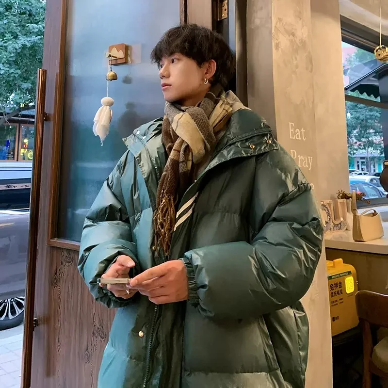 Medium Length Stand Collar Cotton Padded Jacket For Men In Winter, Thickened Casual Coat, Fashion Brand, European And American S