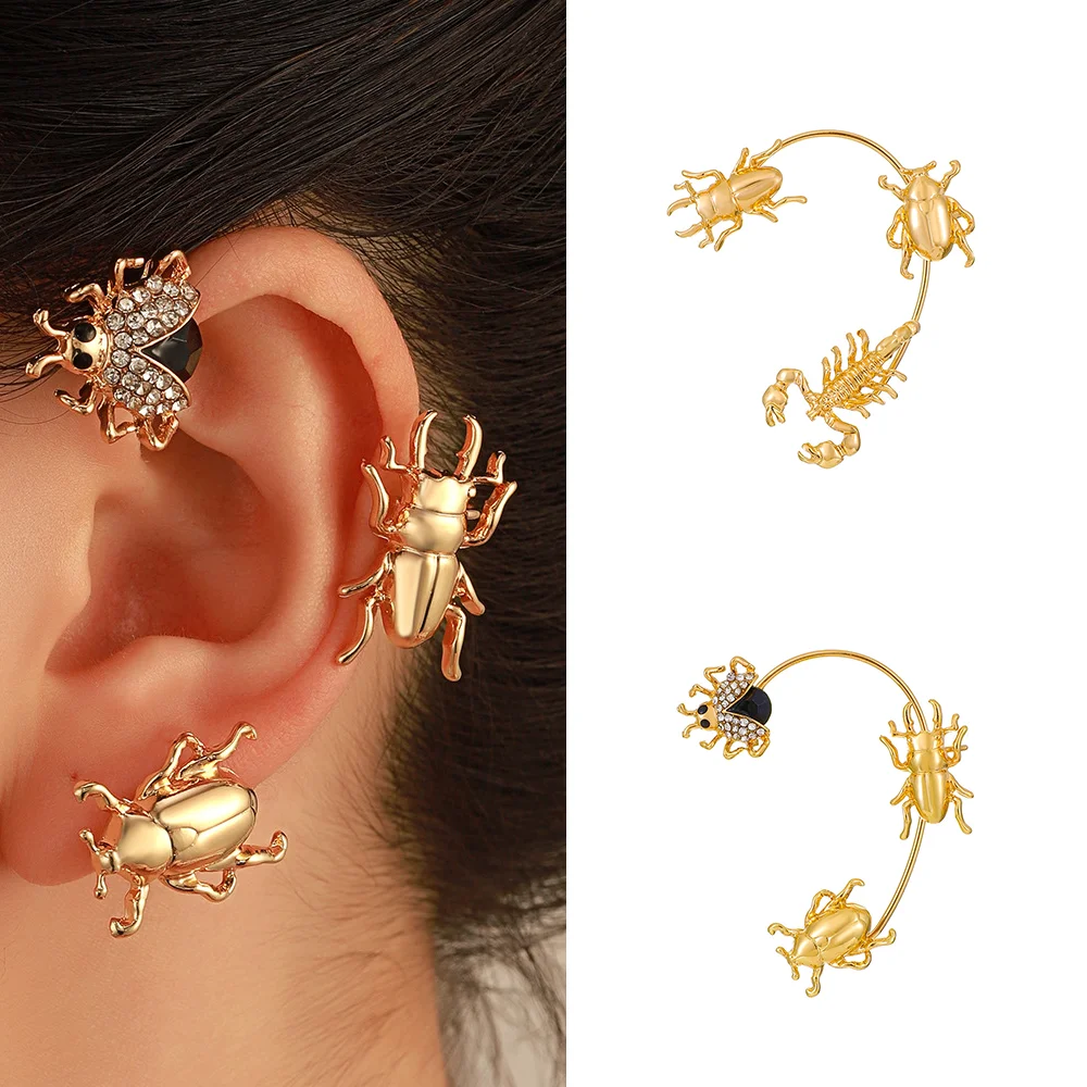 Insect earrings creative fashion personality bee beetle scorpion retro ear bone clip exaggerated
