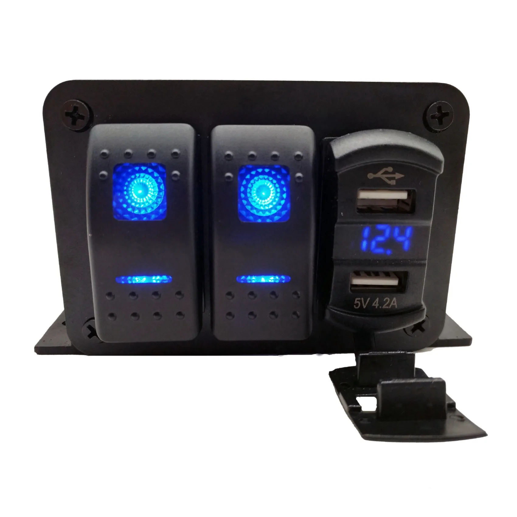 

2 клавишные панели переключателя 12-24 В с двойным USB-зарядным устройством 4,2 А, цифровой вольтметр, водонепроницаемый для автомобиля, морской ...