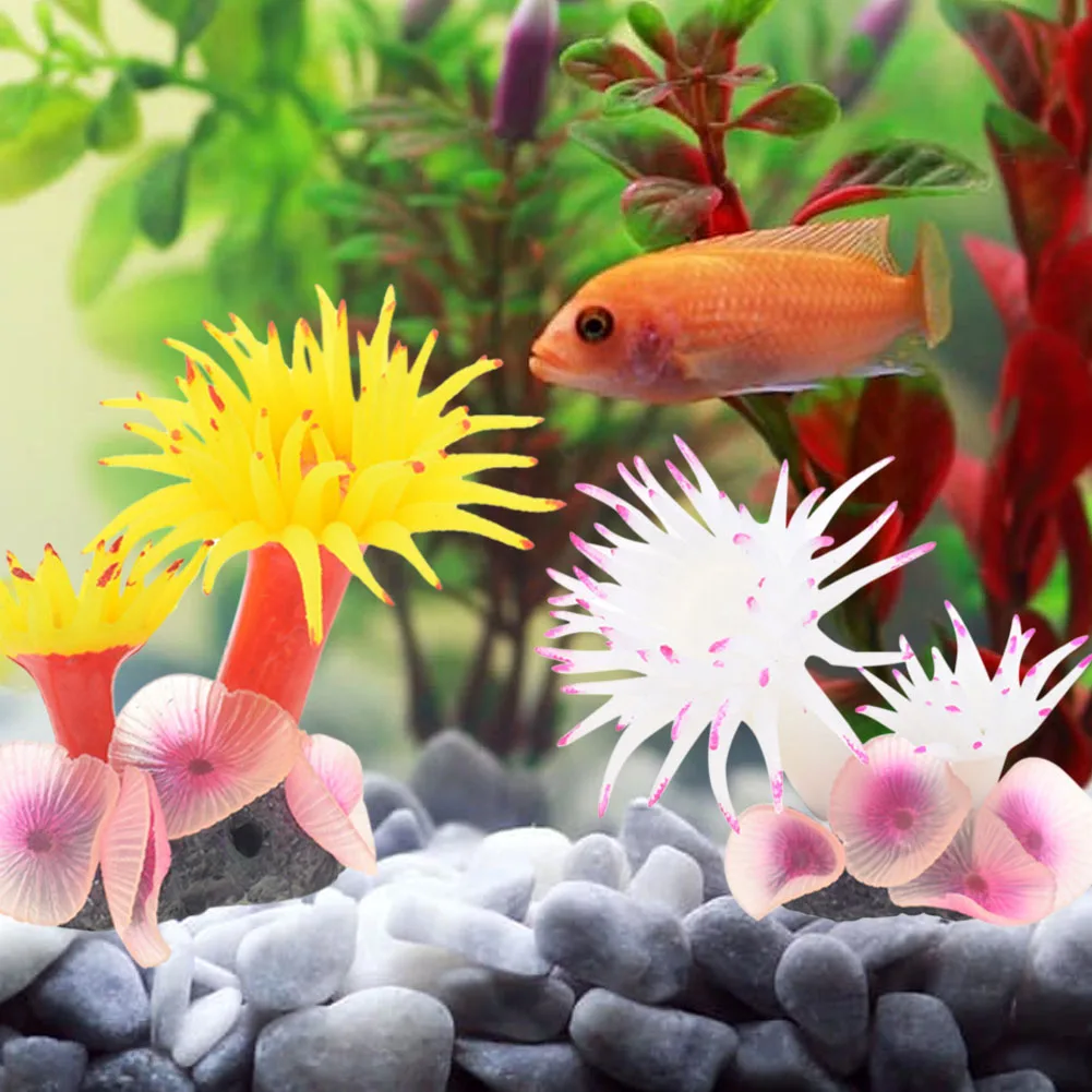 

Mini Aquarium Decorations Silicone Simulation Coral Fish Tank Ornaments Landscaping Artificial Underwater Sea Plants Decor