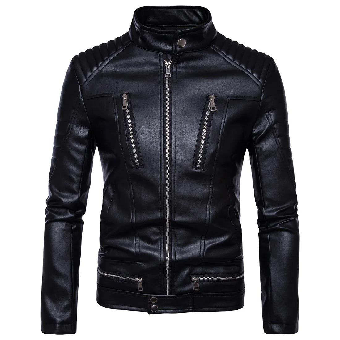 

Mens Bomber Jackets Fashion Men Faux Leather Coat Zipper Overcoat Motor Jacket Motorcycle Bikers Punk Man Brand Top Colthing