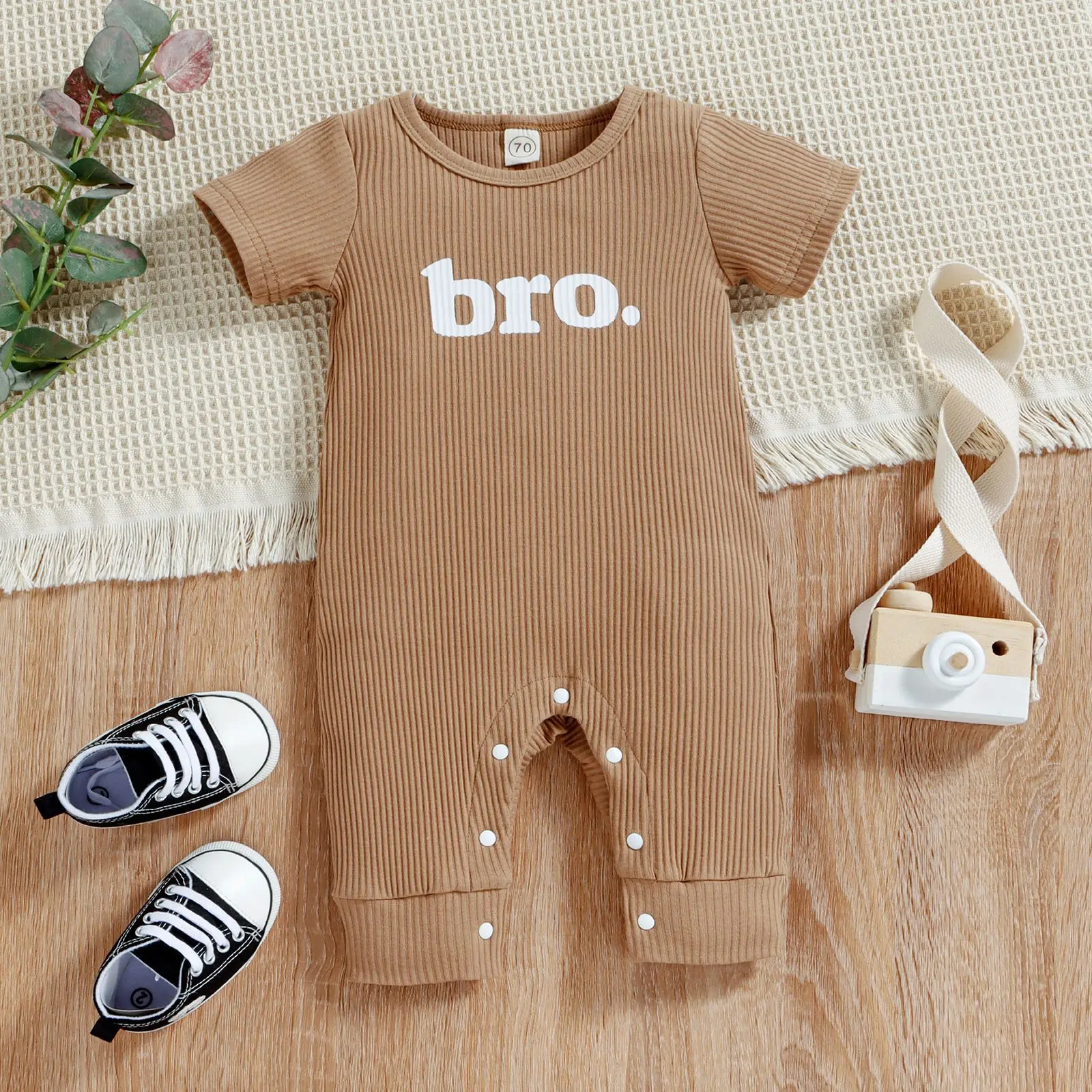 

Baby Boy Clothing Stes Children Summer Clothes Infant Solid Ribbed Romper Toddler Letter Print Bodysuit Kids Casual Jumpsuit