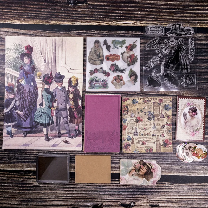 

180Pcs Weiya Girl Series Acrylic Seal Writing Paper Sticker Material Paper Junk Journal Planner Scrapbooking Vintage Craft Paper