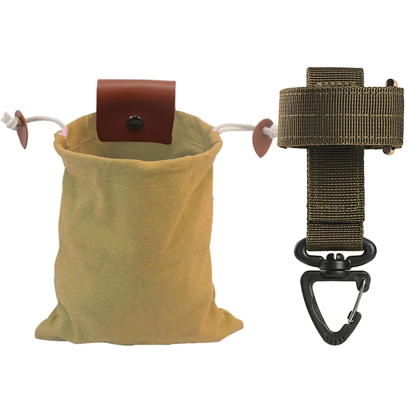 

Foldable Canvas Foraging Bag, Retro Style Versatile Canvas Pouch with Hang Buckle for Outdoor Camping