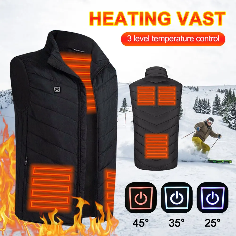 

2022 New Winter USB Electric Heated Vest Heating Sleeveless Warm Jacket Unisex Oversized S-8XL for Outdoor