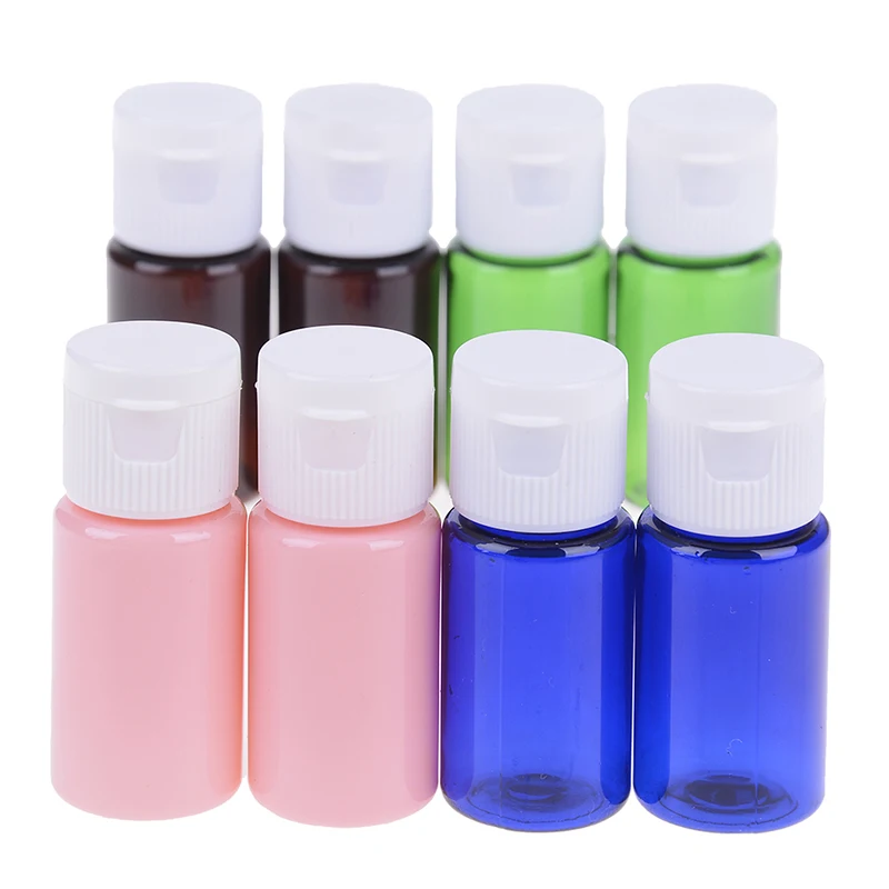 

2 Pcs 10ml PET bottle, plastic bottle with flip top cap portable travel bottle 4 colors hot sale
