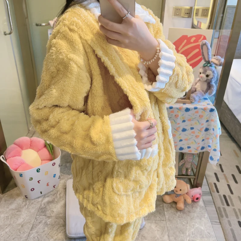 Winter Flannel Maternity Outfit Nursing Clothes Premama Breastfeeding Pregnant Clothing Pajamas Woman Pregnancy Loungewear