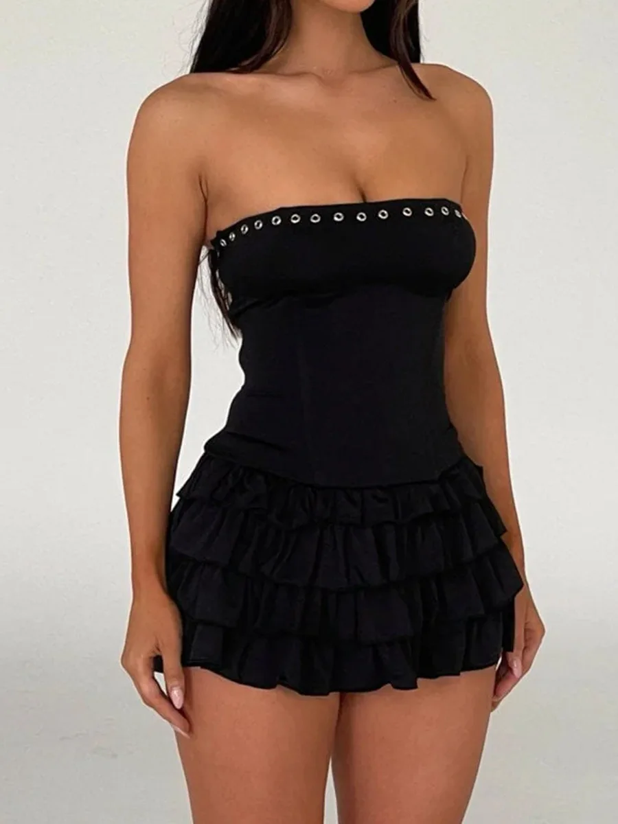 Женское летнее мини-платье без рукавов с открытой спиной