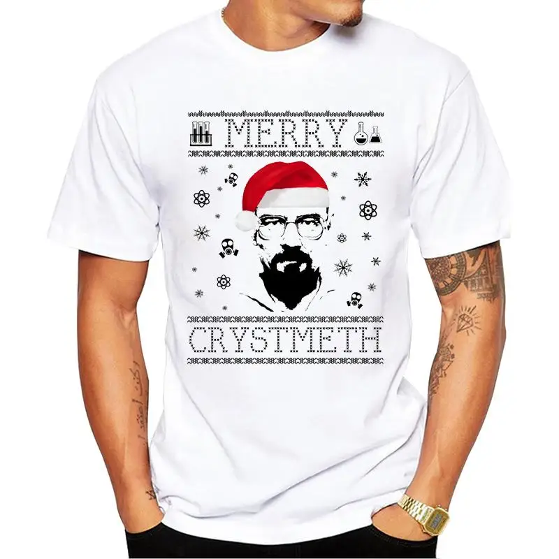 

FPACE Hipster Heisenberg Merry Christmas Printed Tshirts Breaking Bad Men T-Shirt Short Sleeve O-Neck Cool Tops Funny Tees