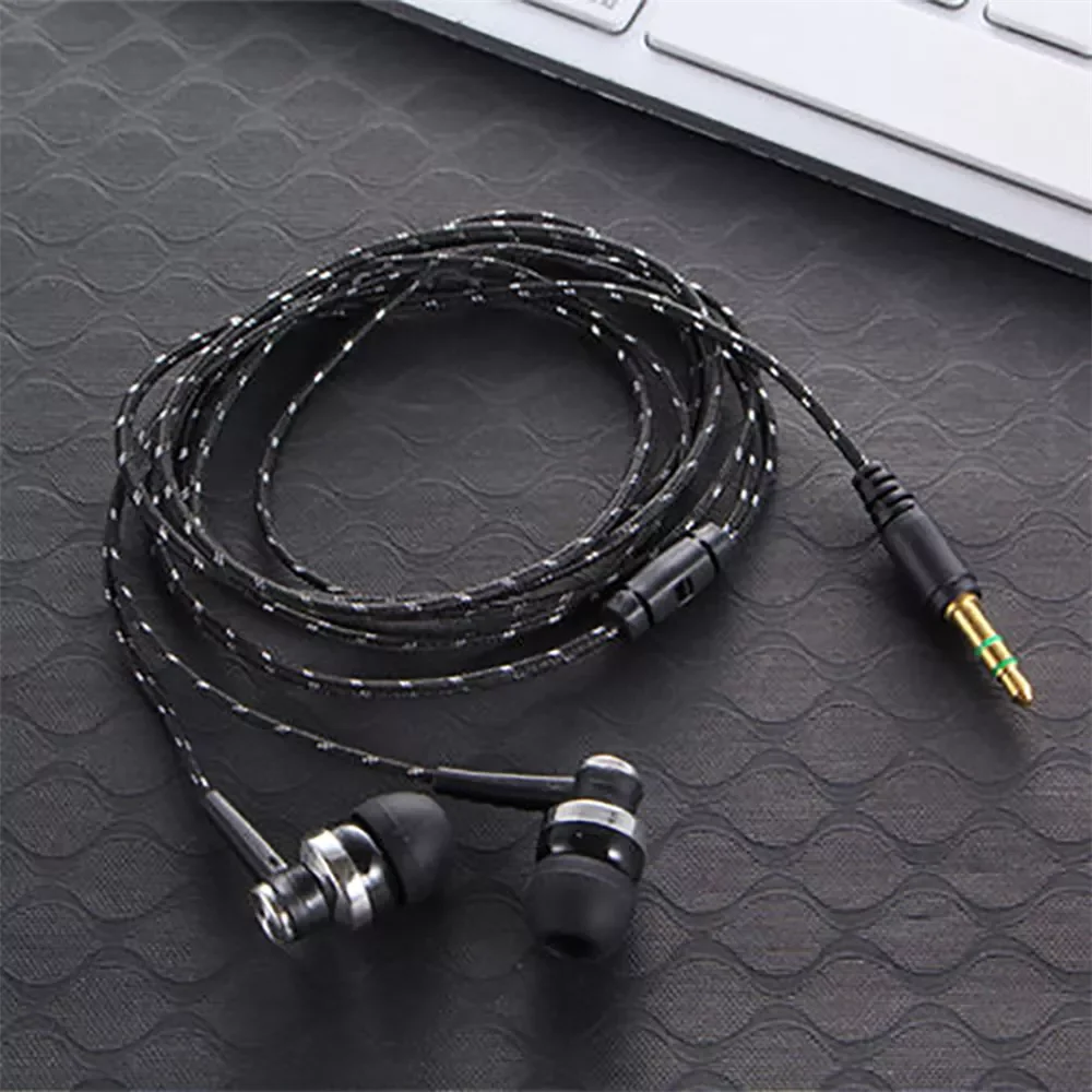 

1Pcs Hot High Quality Wired Earphone Stereo In-Ear 3.5mm Nylon Weave Cable Earphone Headset With Mic For Laptop Smartphone Gifts